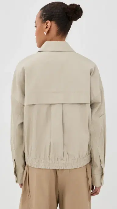 Tibi Luxe Spring Twill Bomber Jacket Taupe | Thumbnail 3