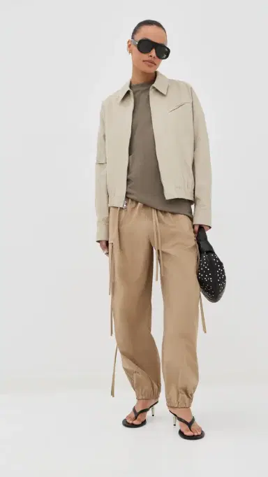 Tibi Luxe Spring Twill Bomber Jacket Taupe | Thumbnail 5