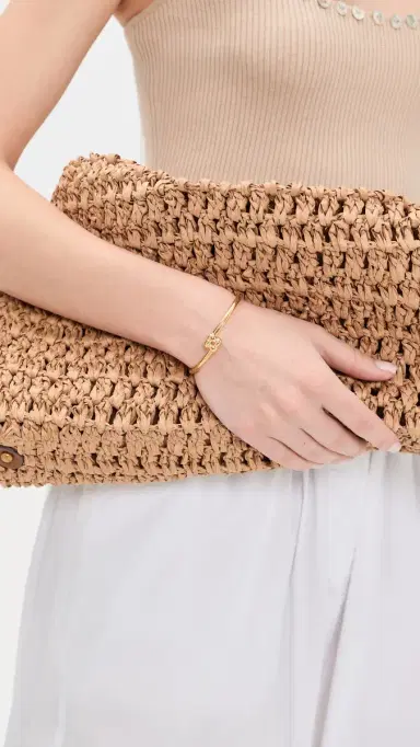 Jenny Bird Slim Woven Square Bangle High Polish Gold L | Thumbnail 3