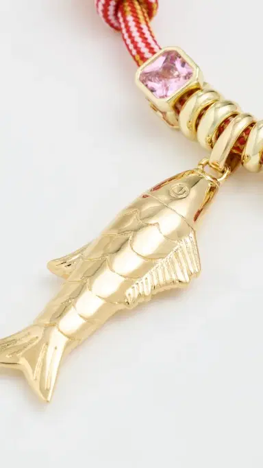 Martha Calvo Largo Fish Necklace Pink/Gold One Size | Thumbnail 4