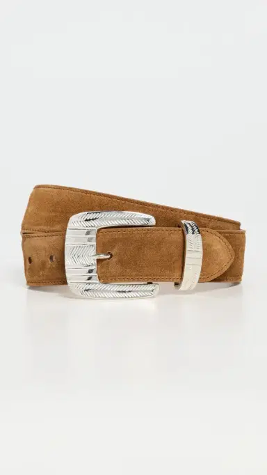 L'Agence Aya Western Engraved Belt Cognac Suede | Thumbnail 2 L'Agence Aya Western Engraved Belt Cognac Suede | Thumbnail 2
