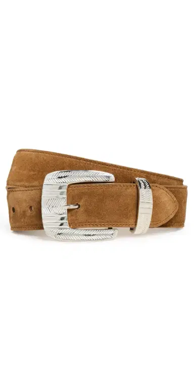 L'Agence Aya Western Engraved Belt Cognac Suede | Thumbnail 1 L'Agence Aya Western Engraved Belt Cognac Suede | Thumbnail 1