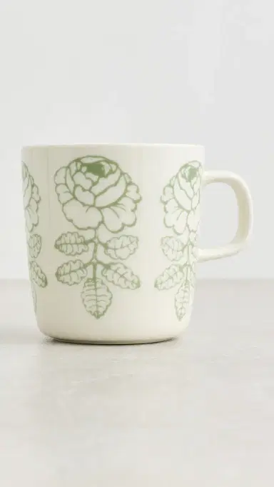 Marimekko Oiva Vihkiruusu Mug White/Sage One Size | Thumbnail 2