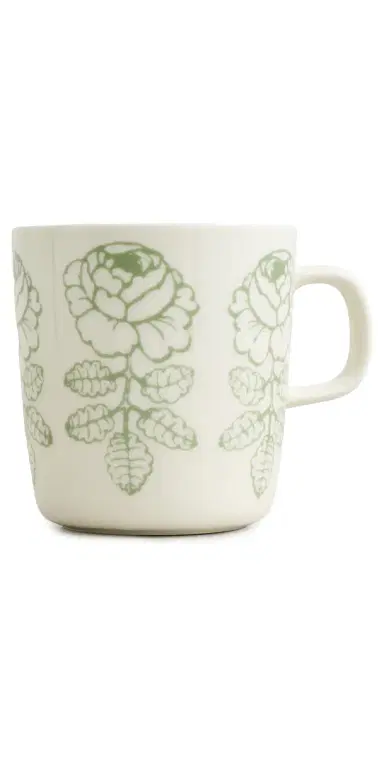 Marimekko Oiva Vihkiruusu Mug White/Sage One Size | Thumbnail 1