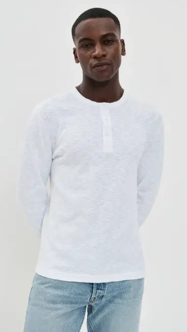 Reigning Champ 1x1 Slub Slim Henley White | Thumbnail 2