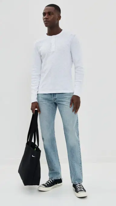 Reigning Champ 1x1 Slub Slim Henley White | Thumbnail 5