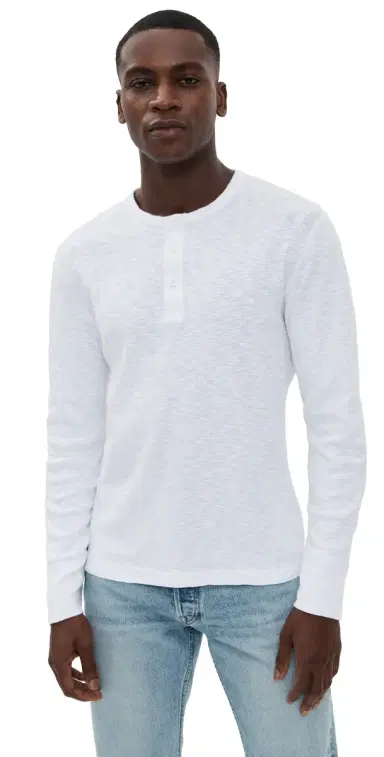 Reigning Champ 1x1 Slub Slim Henley White | Thumbnail 1
