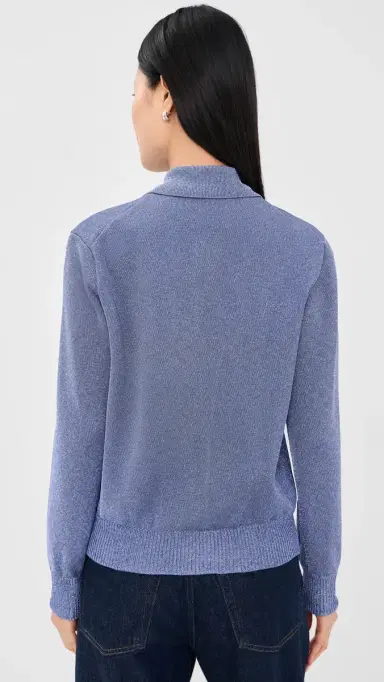 Meryll Rogge Merino Wool Backed Metallic Polo Sweater Purple | Thumbnail 4 Meryll Rogge Merino Wool Backed Metallic Polo Sweater Purple | Thumbnail 4