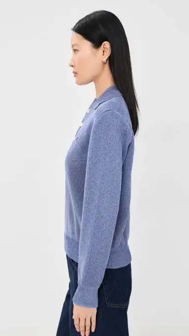 Meryll Rogge Merino Wool Backed Metallic Polo Sweater Purple | Thumbnail 5 Meryll Rogge Merino Wool Backed Metallic Polo Sweater Purple | Thumbnail 5