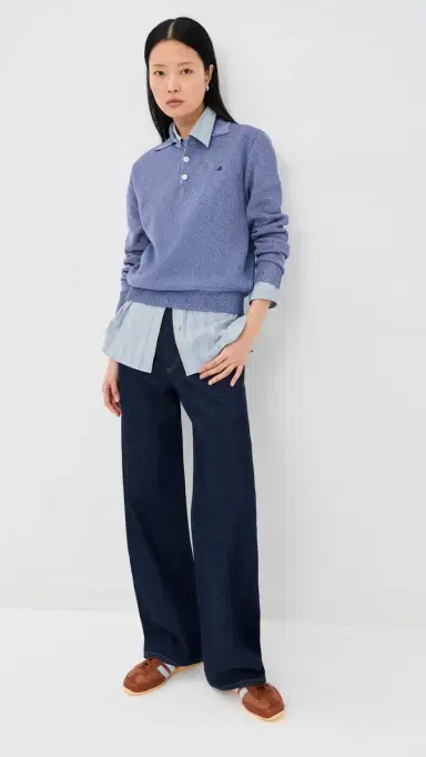 Meryll Rogge Merino Wool Backed Metallic Polo Sweater Purple | Thumbnail 6 Meryll Rogge Merino Wool Backed Metallic Polo Sweater Purple | Thumbnail 6