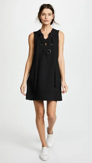 English Factory Lace Up Front Dress Black L | Thumbnail 5