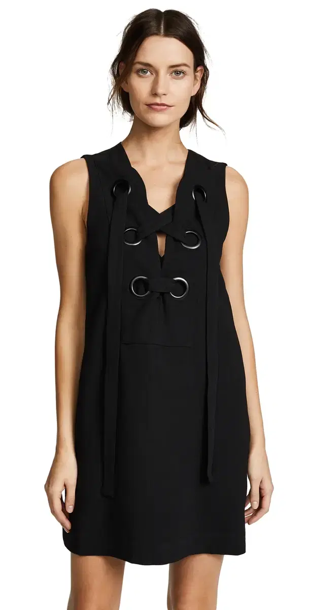 Lace Up Front Dress Black