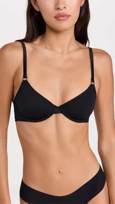 Fleur du Mal Le Stretch Multifit Micro Unlined Balconette Bra Black 36C | Thumbnail 2