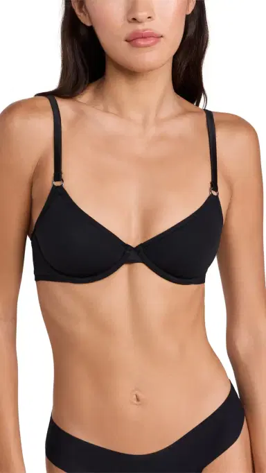 Fleur du Mal Le Stretch Multifit Micro Unlined Balconette Bra Black 36C | Thumbnail 6