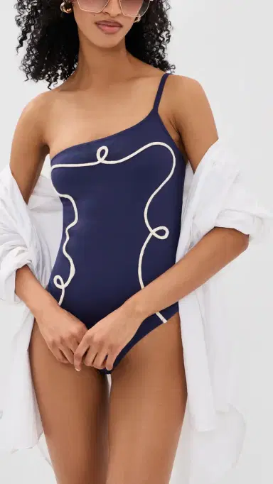 Carolina K aj One Shoulder One Piece Navy | Thumbnail 5