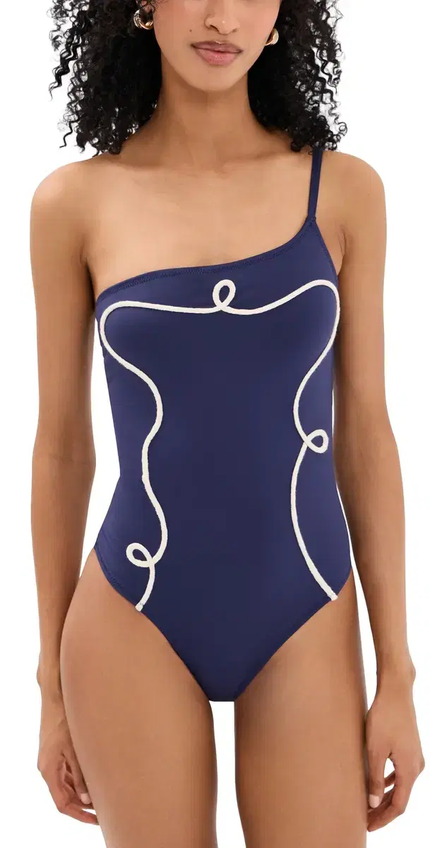 aj One Shoulder One Piece Navy