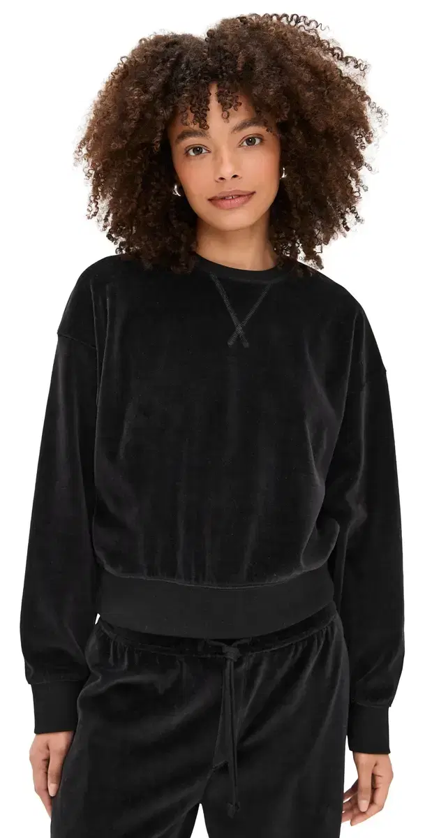 Velour Crew Neck weatshirt Black