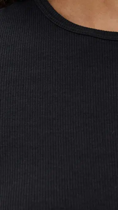 Tibi Circular Ribbed Crew Neck Pullover T-Shirt Black | Thumbnail 6