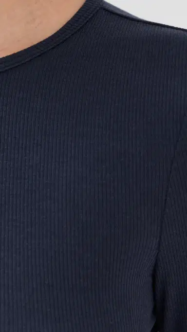 Tibi Circular Ribbed Crew Neck Pullover T-Shirt Navy XXS | Thumbnail 6 Tibi Circular Ribbed Crew Neck Pullover T-Shirt Navy XXS | Thumbnail 6
