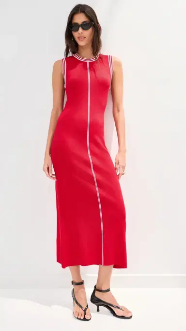 LE BOP Ringer Midi Dress Poppy/White | Thumbnail 3 LE BOP Ringer Midi Dress Poppy/White | Thumbnail 3