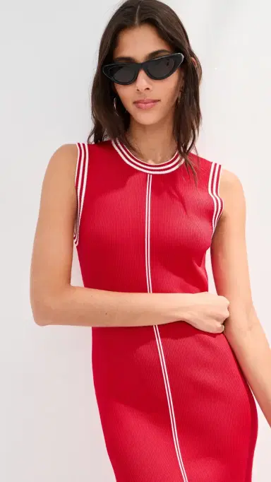 LE BOP Ringer Midi Dress Poppy/White | Thumbnail 6 LE BOP Ringer Midi Dress Poppy/White | Thumbnail 6