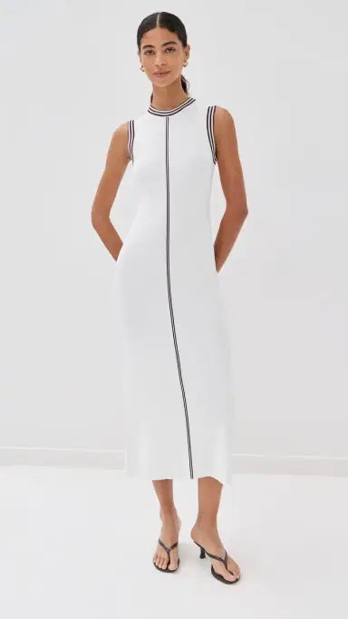 LE BOP Ringer Midi Dress White & Chocolate | Thumbnail 3 LE BOP Ringer Midi Dress White & Chocolate | Thumbnail 3