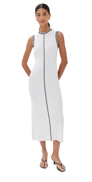 LE BOP Ringer Midi Dress White & Chocolate | Thumbnail 1 LE BOP Ringer Midi Dress White & Chocolate | Thumbnail 1