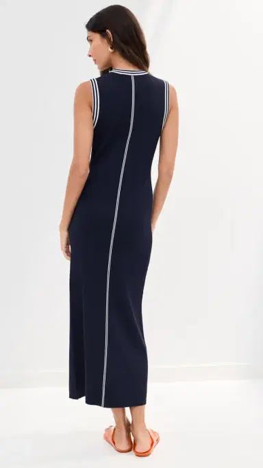 LE BOP Ringer Midi Dress Navy & White | Thumbnail 4