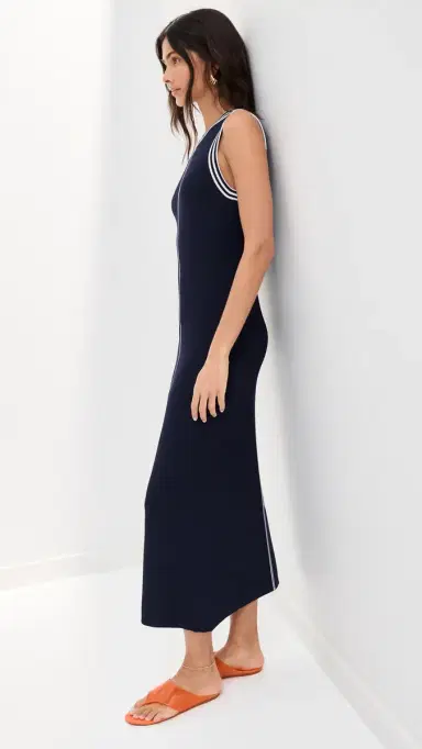 LE BOP Ringer Midi Dress Navy & White | Thumbnail 5