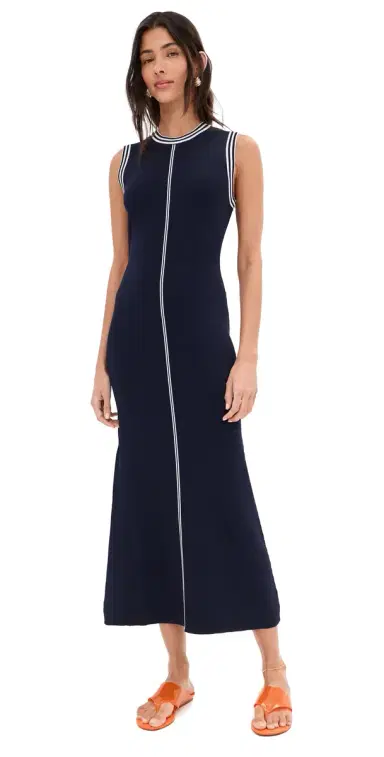 LE BOP Ringer Midi Dress Navy & White | Thumbnail 1