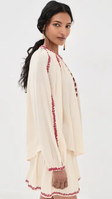 ISABEL MARANT ÉTOILE Lena Embroidered Blouse Beige/Red | Thumbnail 4 ISABEL MARANT ÉTOILE Lena Embroidered Blouse Beige/Red | Thumbnail 4