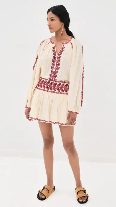 ISABEL MARANT ÉTOILE Lena Embroidered Blouse Beige/Red | Thumbnail 5 ISABEL MARANT ÉTOILE Lena Embroidered Blouse Beige/Red | Thumbnail 5