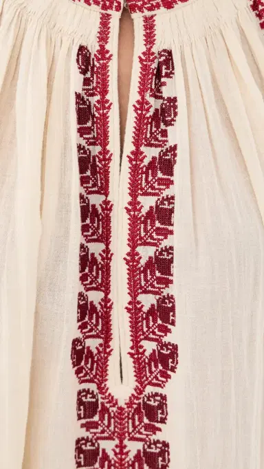 ISABEL MARANT ÉTOILE Lena Embroidered Blouse Beige/Red | Thumbnail 6 ISABEL MARANT ÉTOILE Lena Embroidered Blouse Beige/Red | Thumbnail 6