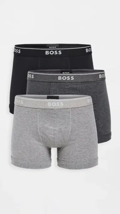 BOSS Classic Cotton Boxer Briefs 3 Pack Grey XL | Thumbnail 2