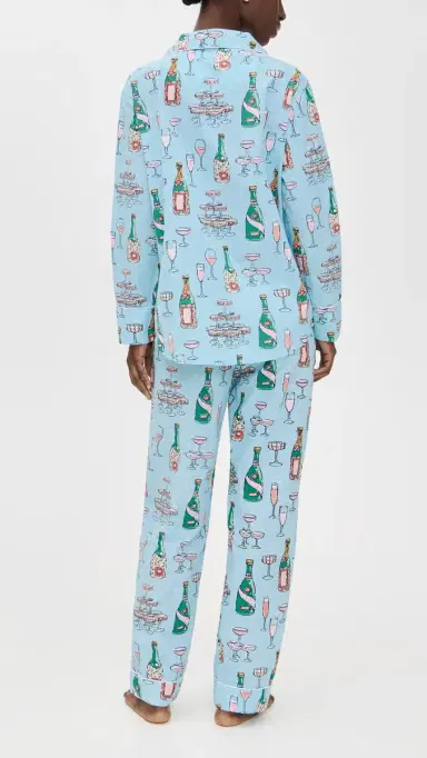 Printfresh Champagne Tower Long PJ Set oft Blue | Thumbnail 3