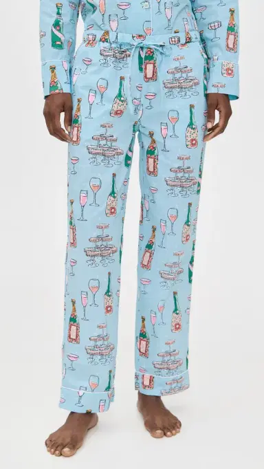 Printfresh Champagne Tower Long PJ Set oft Blue | Thumbnail 5