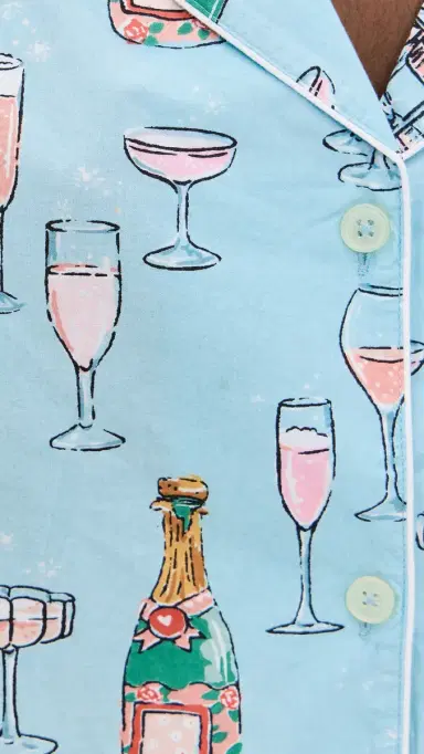 Printfresh Champagne Tower Long PJ Set oft Blue | Thumbnail 6