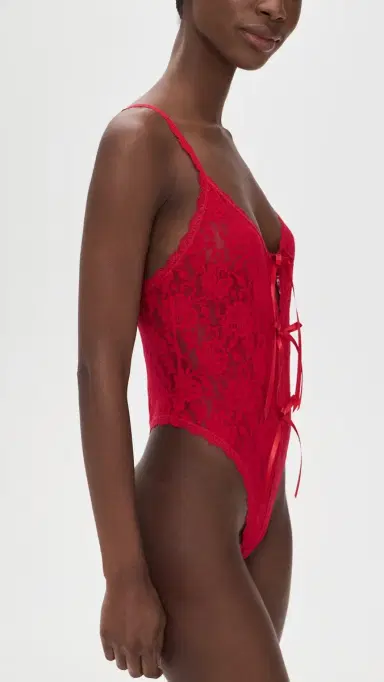 Hanky Panky After idnight Open Teddy Thong Bodysuit Red | Thumbnail 4