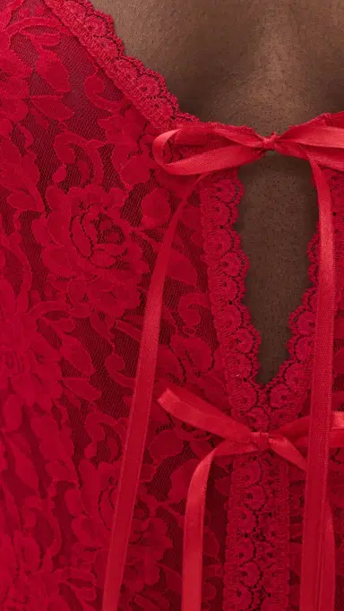 Hanky Panky After idnight Open Teddy Thong Bodysuit Red | Thumbnail 5