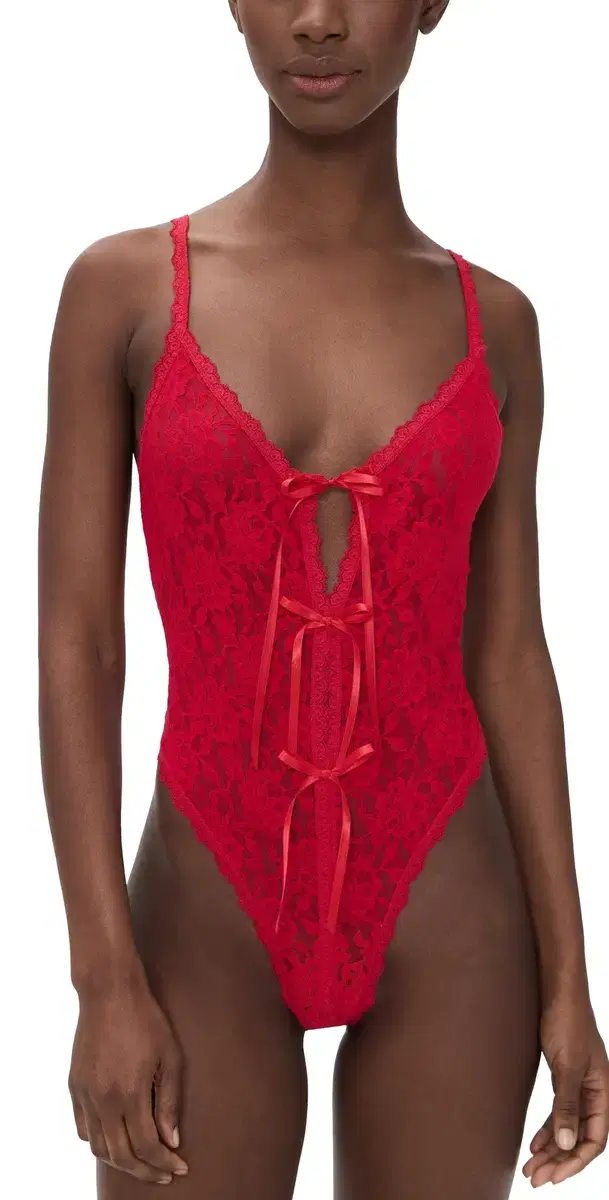 After idnight Open Teddy Thong Bodysuit Red