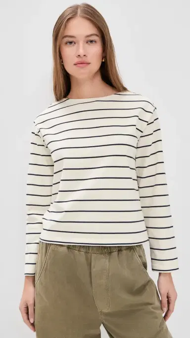 Marine Layer Luxe Sueded Mariner Tee Black/White Stripe | Thumbnail 2 Marine Layer Luxe Sueded Mariner Tee Black/White Stripe | Thumbnail 2