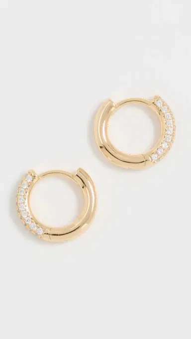 Shashi 18k Pave Huggie Hoop Earrings Gold One Size | Thumbnail 4