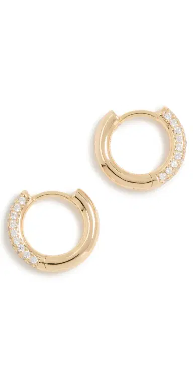 Shashi 18k Pave Huggie Hoop Earrings Gold One Size | Thumbnail 1
