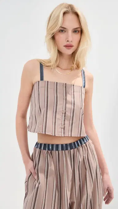 LE BOP Martha Top Khaki Stripe | Thumbnail 2 LE BOP Martha Top Khaki Stripe | Thumbnail 2