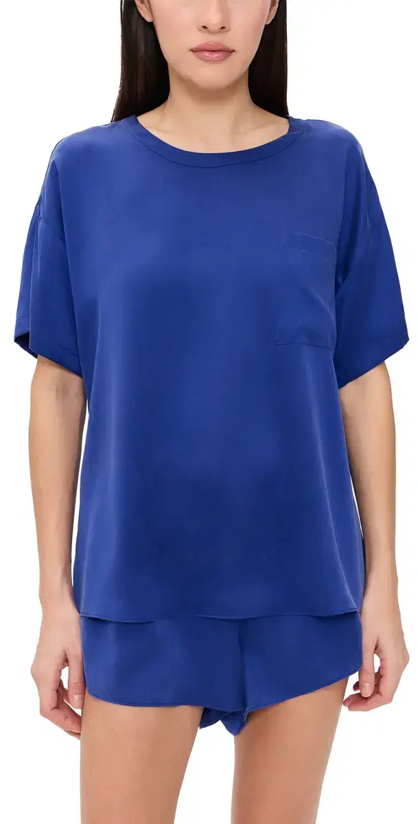 Lunya Washable ilk Tee and horts Pajama et Cobalt Dream