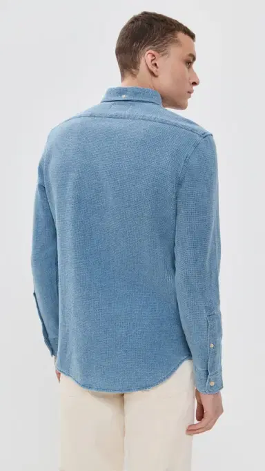 Taylor Stitch The Jack Cotton Waffle Shirt Indigo Waffle 38 | Thumbnail 3
