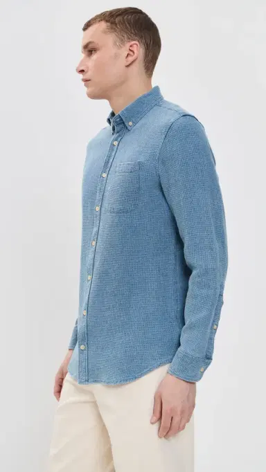 Taylor Stitch The Jack Cotton Waffle Shirt Indigo Waffle 38 | Thumbnail 4