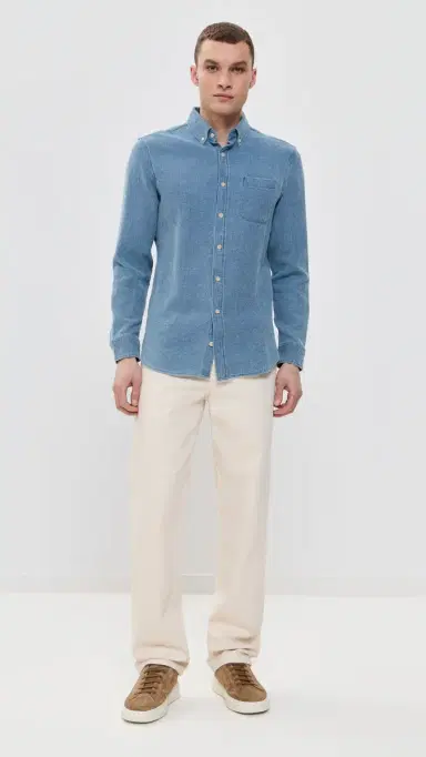 Taylor Stitch The Jack Cotton Waffle Shirt Indigo Waffle 38 | Thumbnail 5