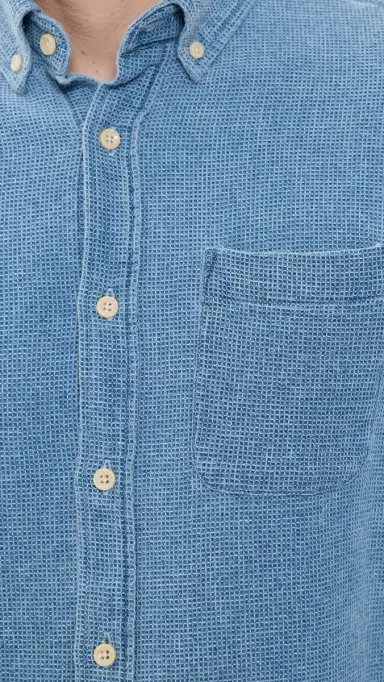 Taylor Stitch The Jack Cotton Waffle Shirt Indigo Waffle 38 | Thumbnail 6