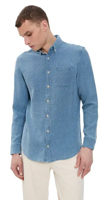 Taylor Stitch The Jack Cotton Waffle Shirt Indigo Waffle 38 | Thumbnail 1